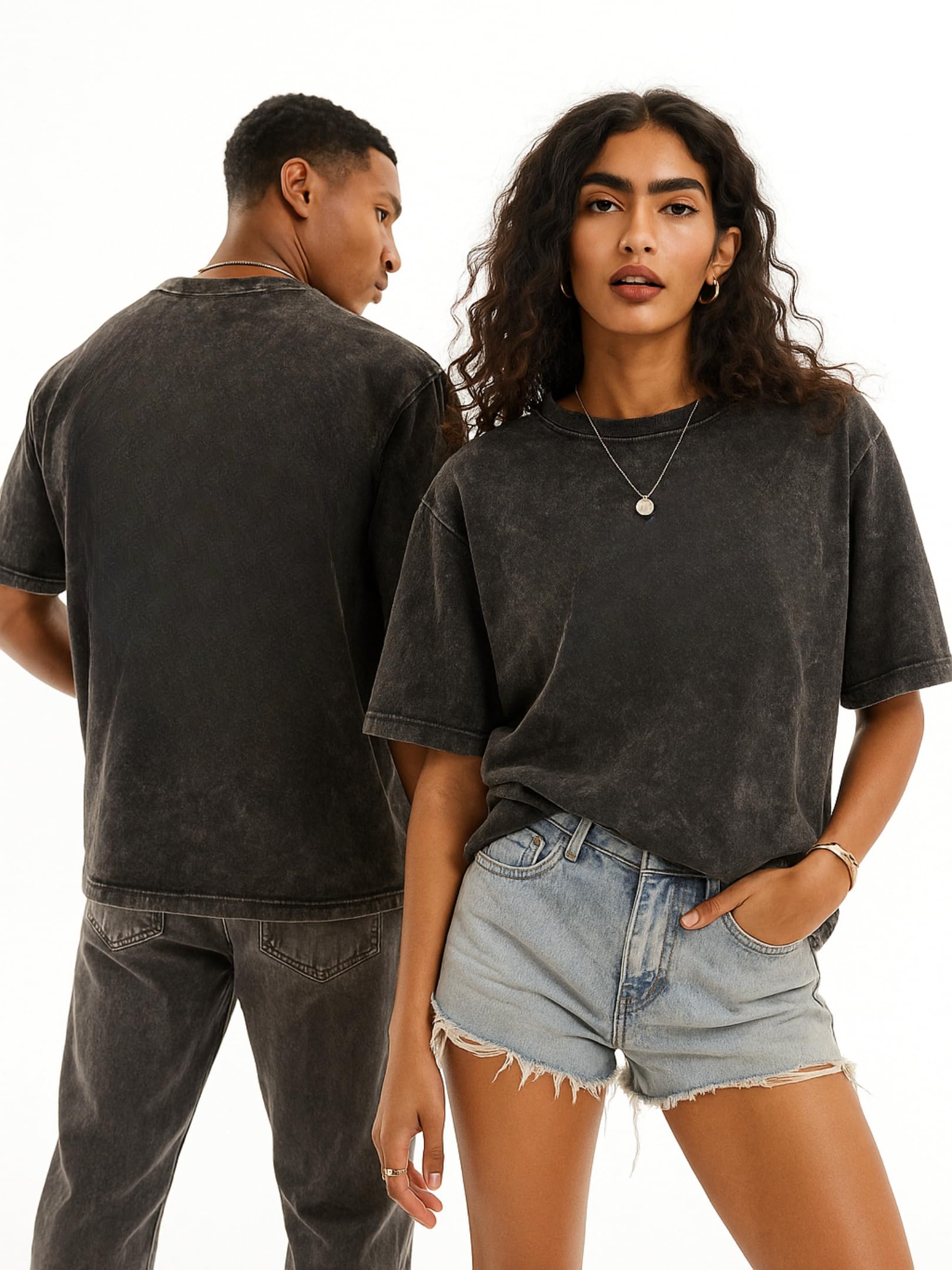 Wolvra Black Acid Wash Oversized T-Shirt