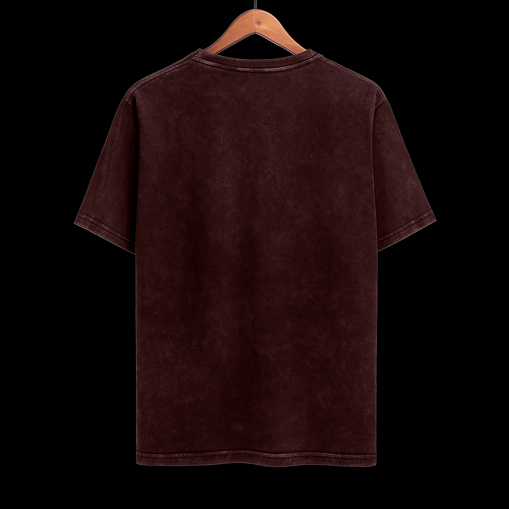 Wolvra Maroon Acid Wash Oversized T-Shirt