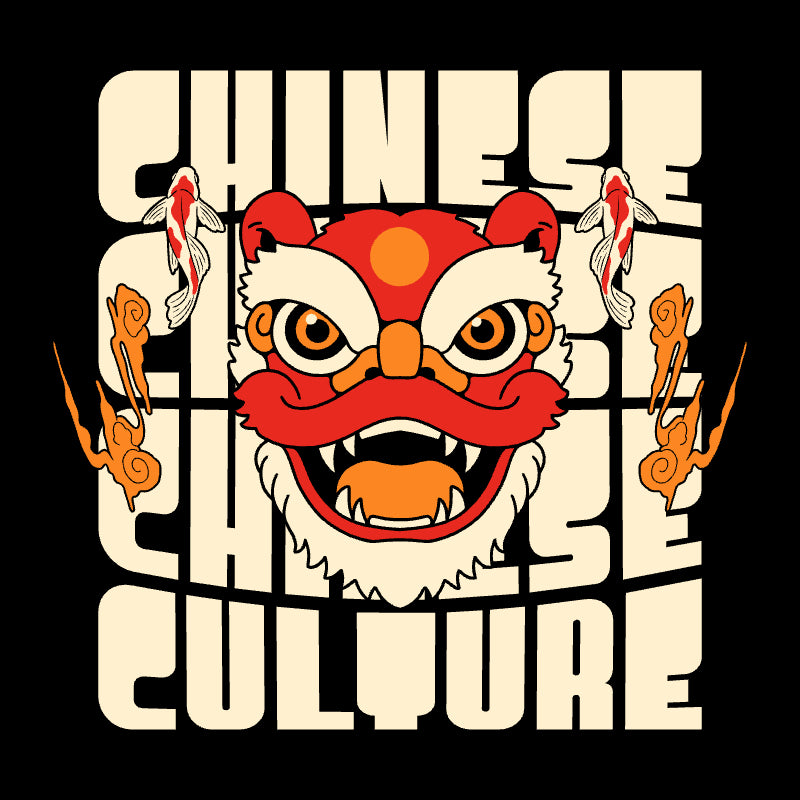 "Chinese Culture" Oversized T-Shirt - Lion Dance Back Print
