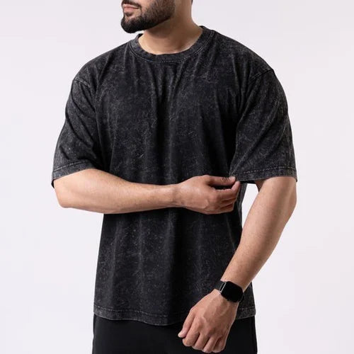 Wolvra Black Acid Wash Oversized T-Shirt