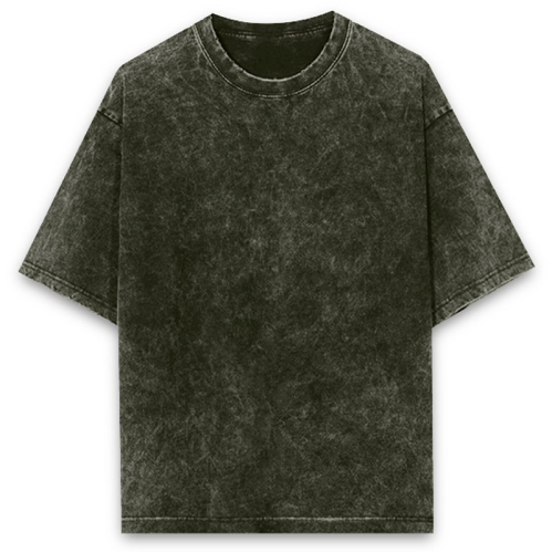 Wolvra Olive Green Acid Wash Oversized T-Shirt