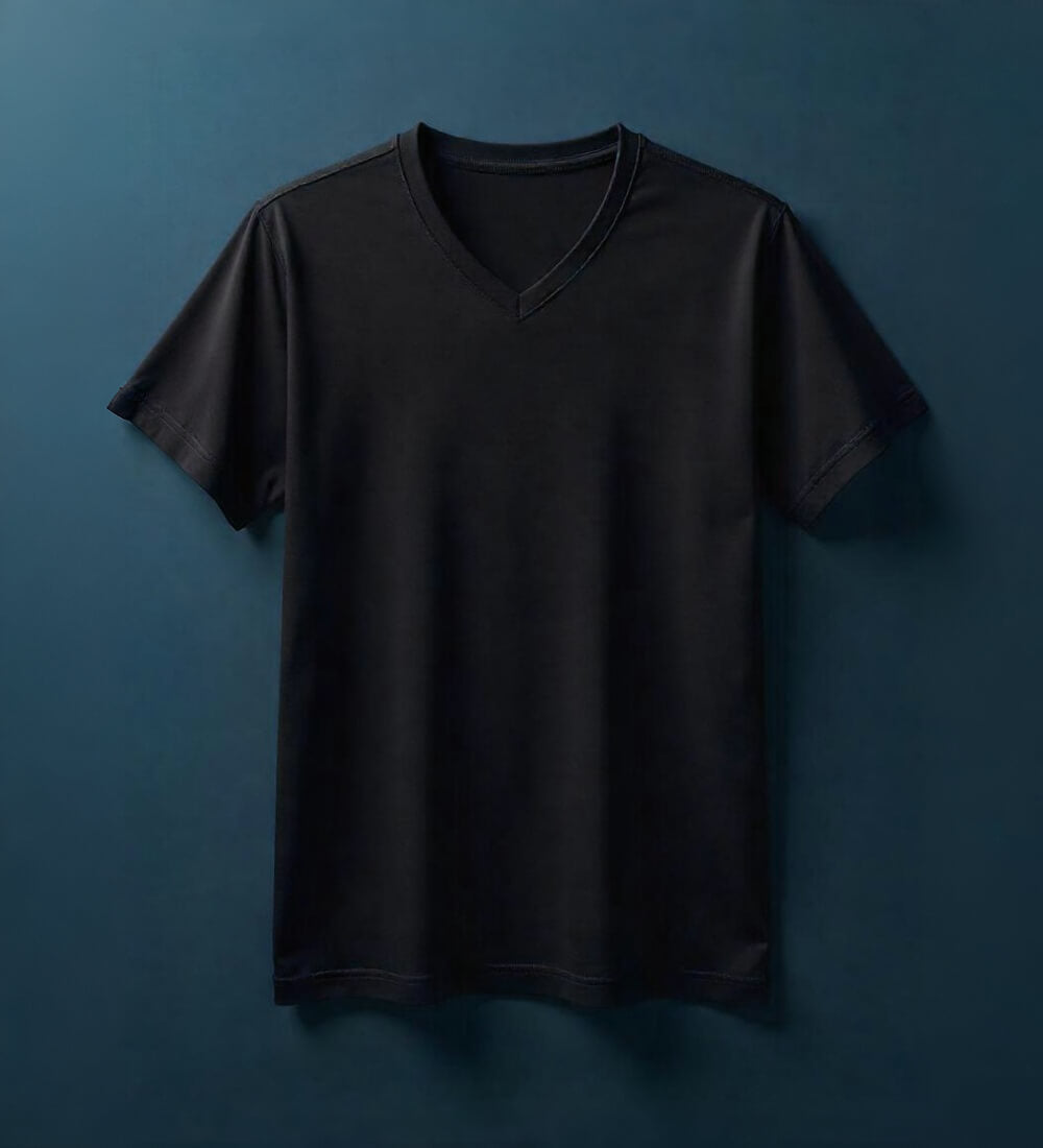 Premium Black V-Neck T-Shirt – Modern Minimalist Fit